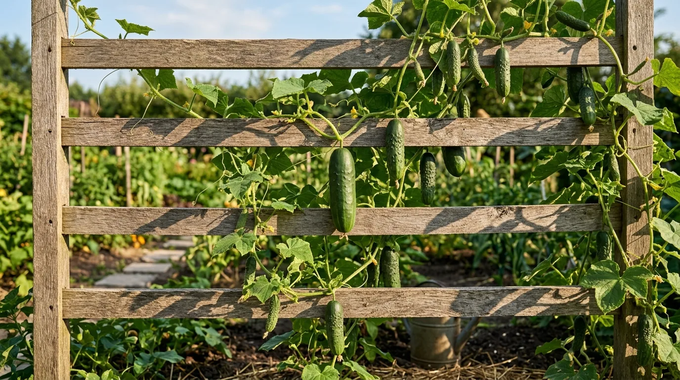 Rustic Slat Cucumber Trellis
